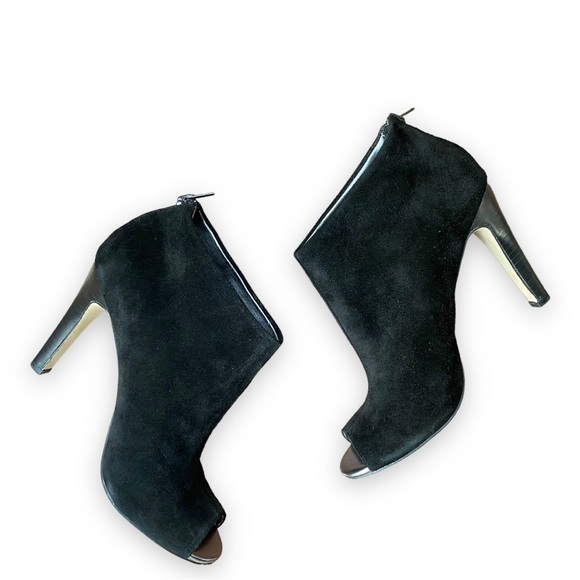 JULIANNE Hough for Sole Society Angela Black Suede Peep Toe Booties - Picture 3 of 16